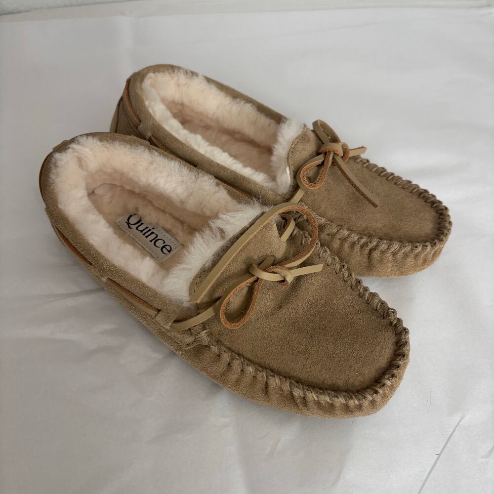 Quince Women’s Australian Shearling Moccasin Slipper tan Sz‎ 6 Quiet Luxury